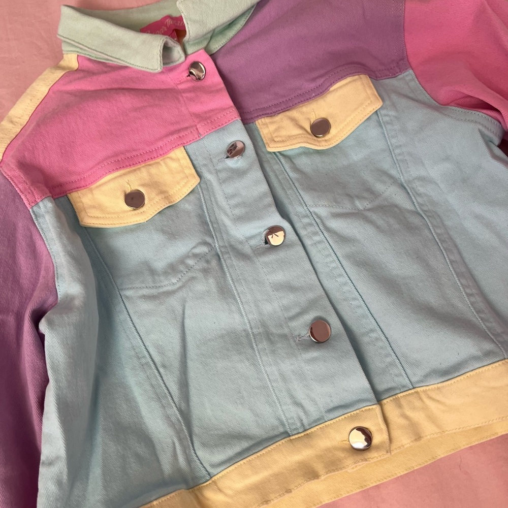Sugar Thrillz Multicolor Pastel Colorblock Jacket - Picture 3 of 5